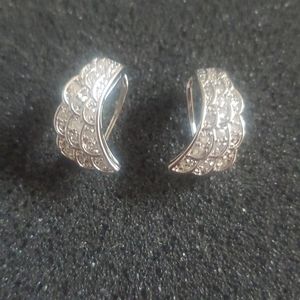 Silver Diamond wing earrings
